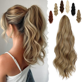 FELENDY front view of packaged 16 inch ponytail extension showing color and length benefit
