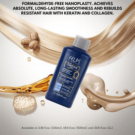 Felps Professional Omega after smoothing lifestyle shot with sleek hair demonstrating reduced frizz