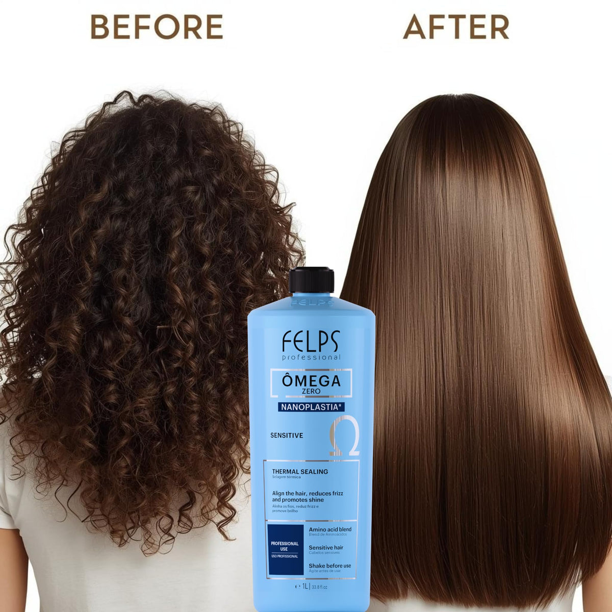 Felps Professional applied by stylist in salon for visible smoothing benefit