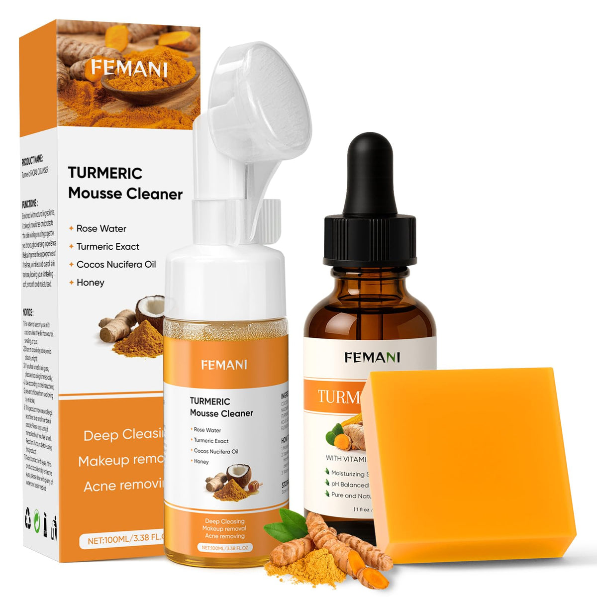 femani front packaging of set showing product lineup and benefits