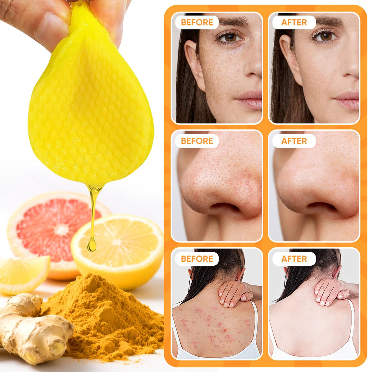 femani close-up turmeric cleansing pads highlighting gentle texture and convenience