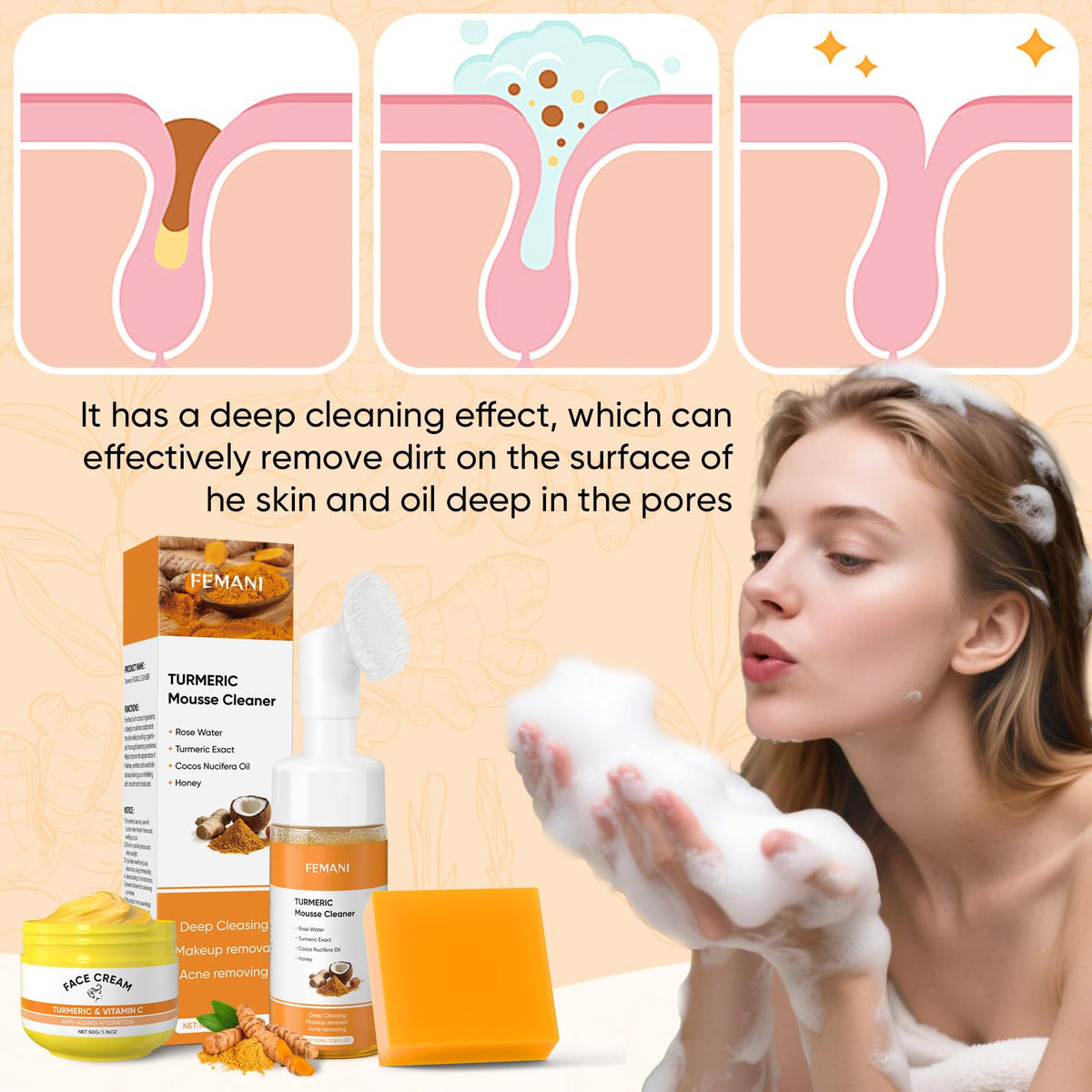 femani soap lather close-up highlighting creamy foam and gentle cleansing benefit