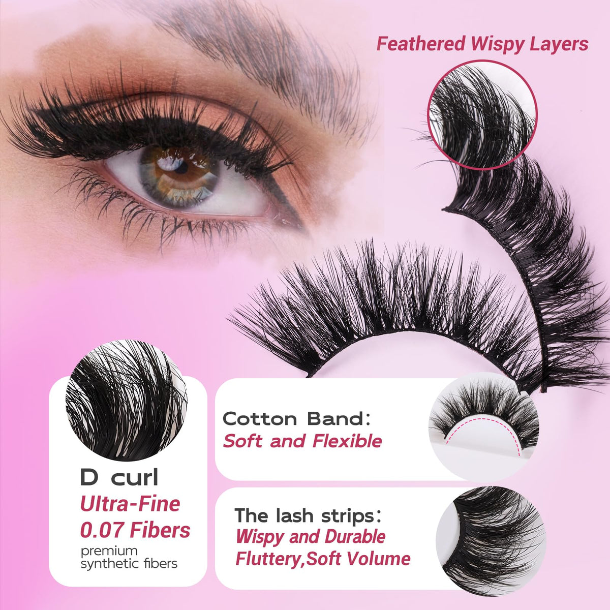 FENG BEAUTY close-up faux mink fibers showing soft texture and natural blend