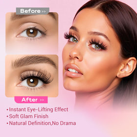 FENG BEAUTY lashes applied on eye model creating lifted cat-eye definition