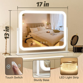 FENNIO mirror in bedroom setup showing styled use and improved makeup results benefit
