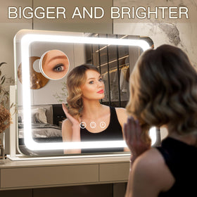 FENNIO mirror rotated to an angle for tweezing and grooming benefit precise styling