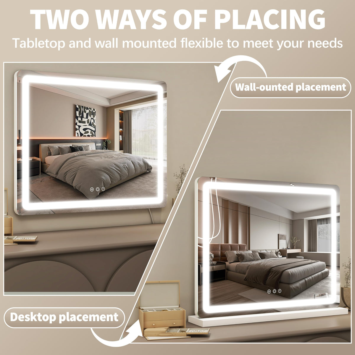 FENNIO tabletop with base installed showing stable placement and versatile setup benefit