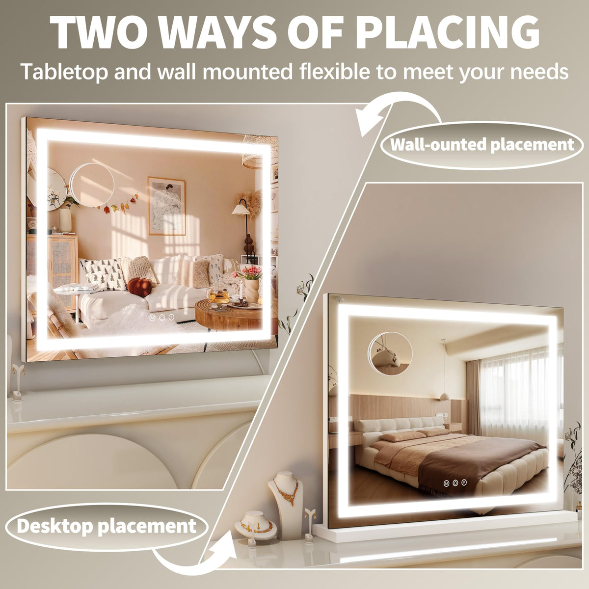 FENNIO wall-mounted mirror in bedroom, saves space and looks modern