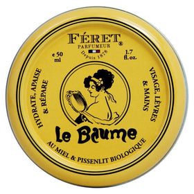 Feret Parfumeur tin front view showing compact tin and elegant packaging benefit: portable skincare