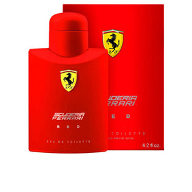 Ferrari Scuderia Red close-up of cap and label highlighting premium finish