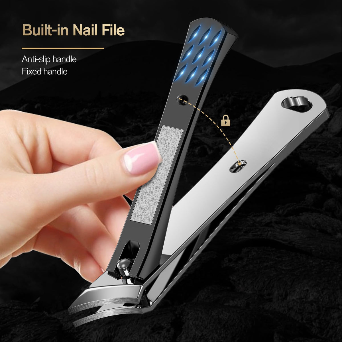 FERYES clipper in use trimming a thick toenail for safer results