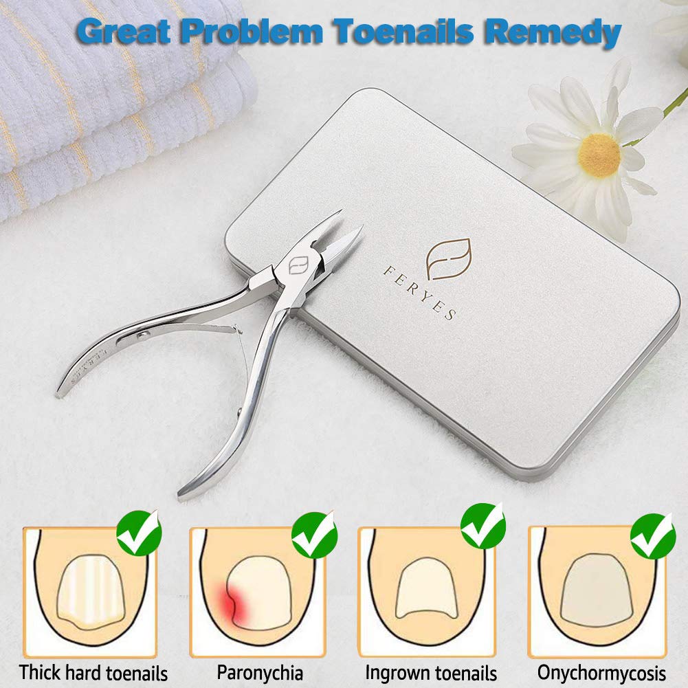 FERYES clippers in use trimming thick toenail for controlled accurate clipping