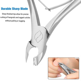 FERYES cuticle clippers trimming excess cuticle showing controlled small snip