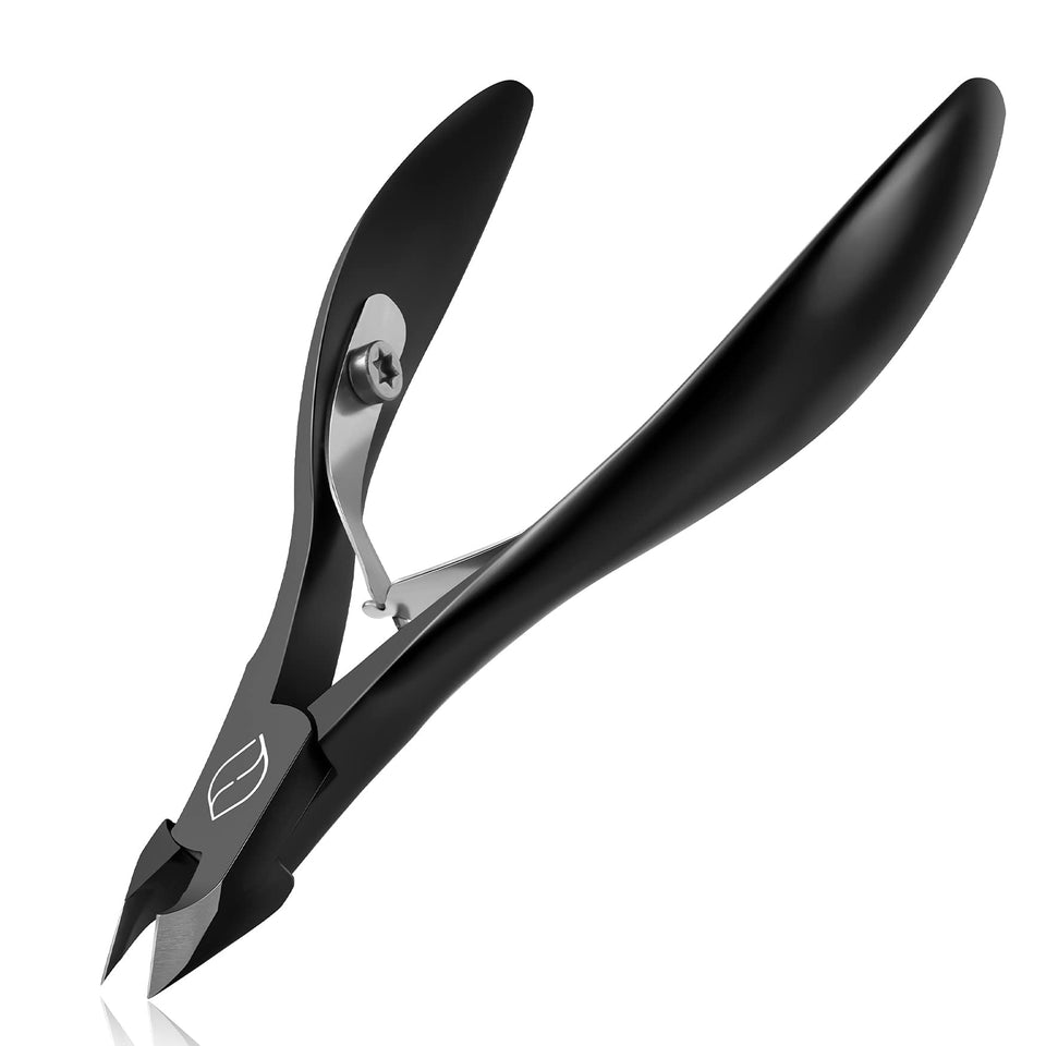 FERYES front view of black cuticle cutters showing compact professional design and control