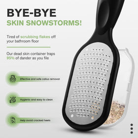 FERYES foot file in shower use demonstrating safe bath-time exfoliation