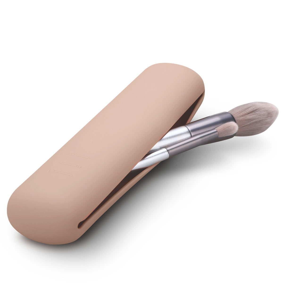 FERYES front view of khaki brush holder showing compact protection