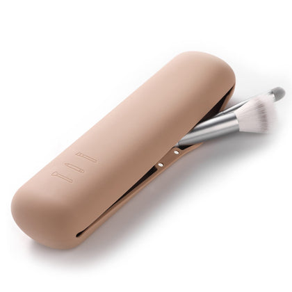 FERYES front view of travel brush holder showing sleek silhouette and secure storage benefit