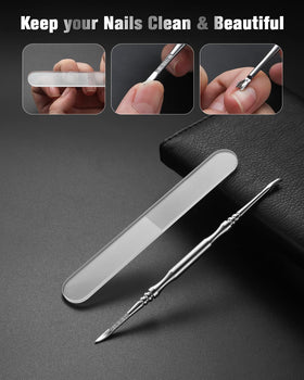 FERYES glass nail file texture highlighting smooth finish and anti-peel benefit
