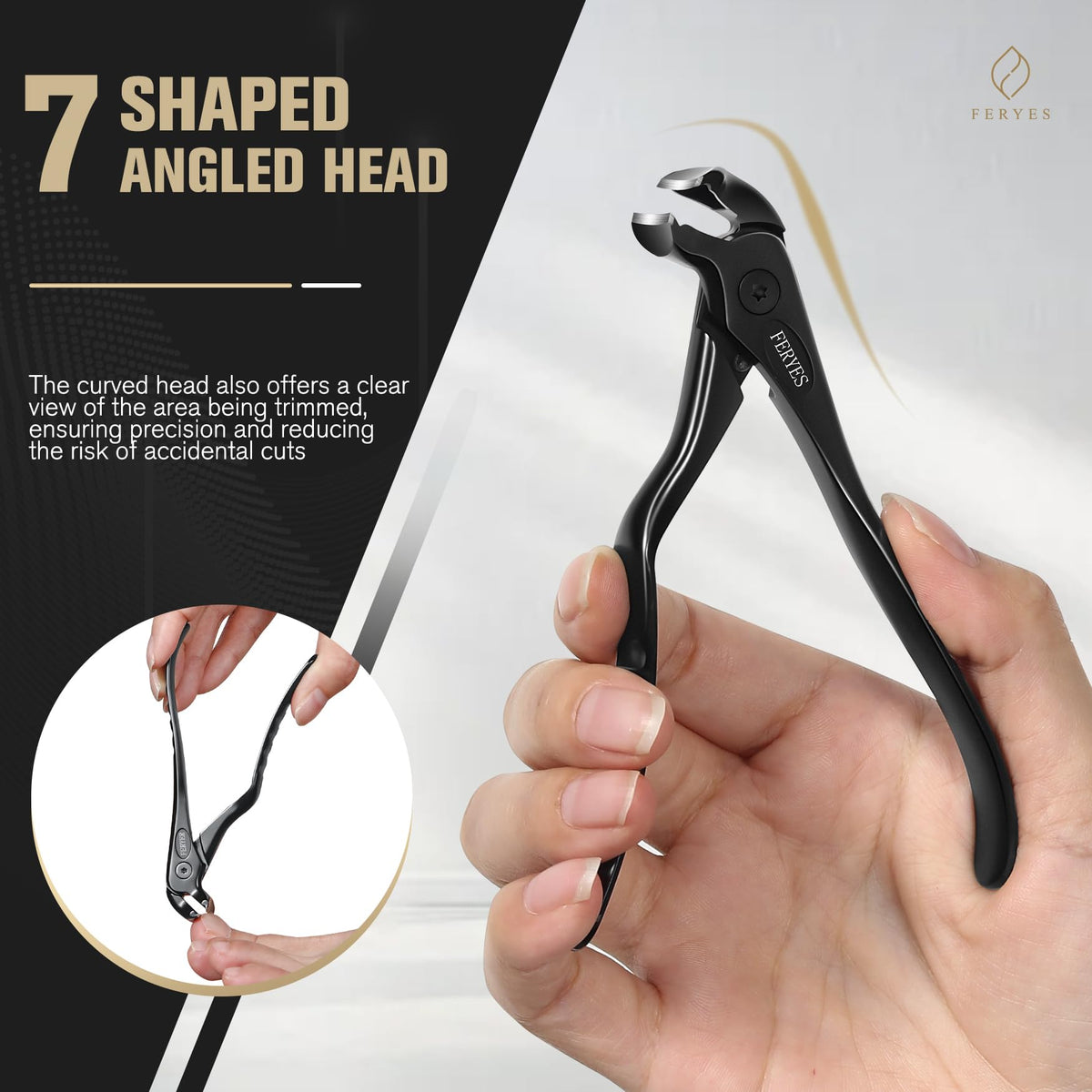 FERYES textured non-slip handle detail providing secure comfortable grip