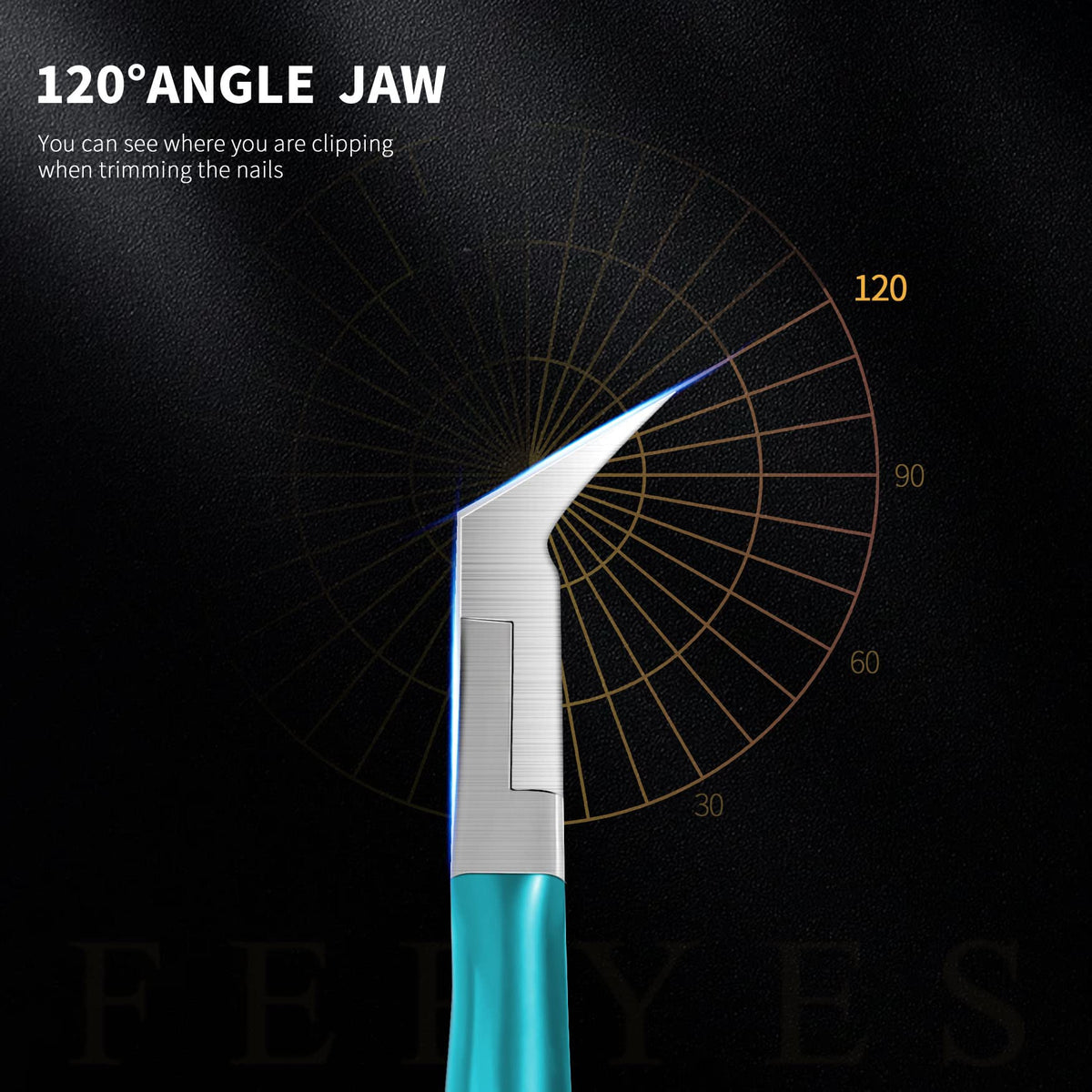 FERYES clipper beside a ruler showing size and scale for travel storage