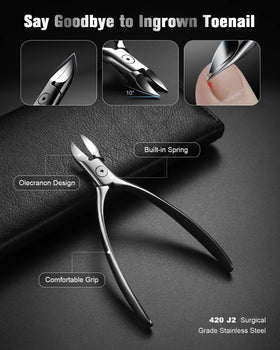 FERYES toenail lifter detail showing tool exposing nail edge for safer trimming