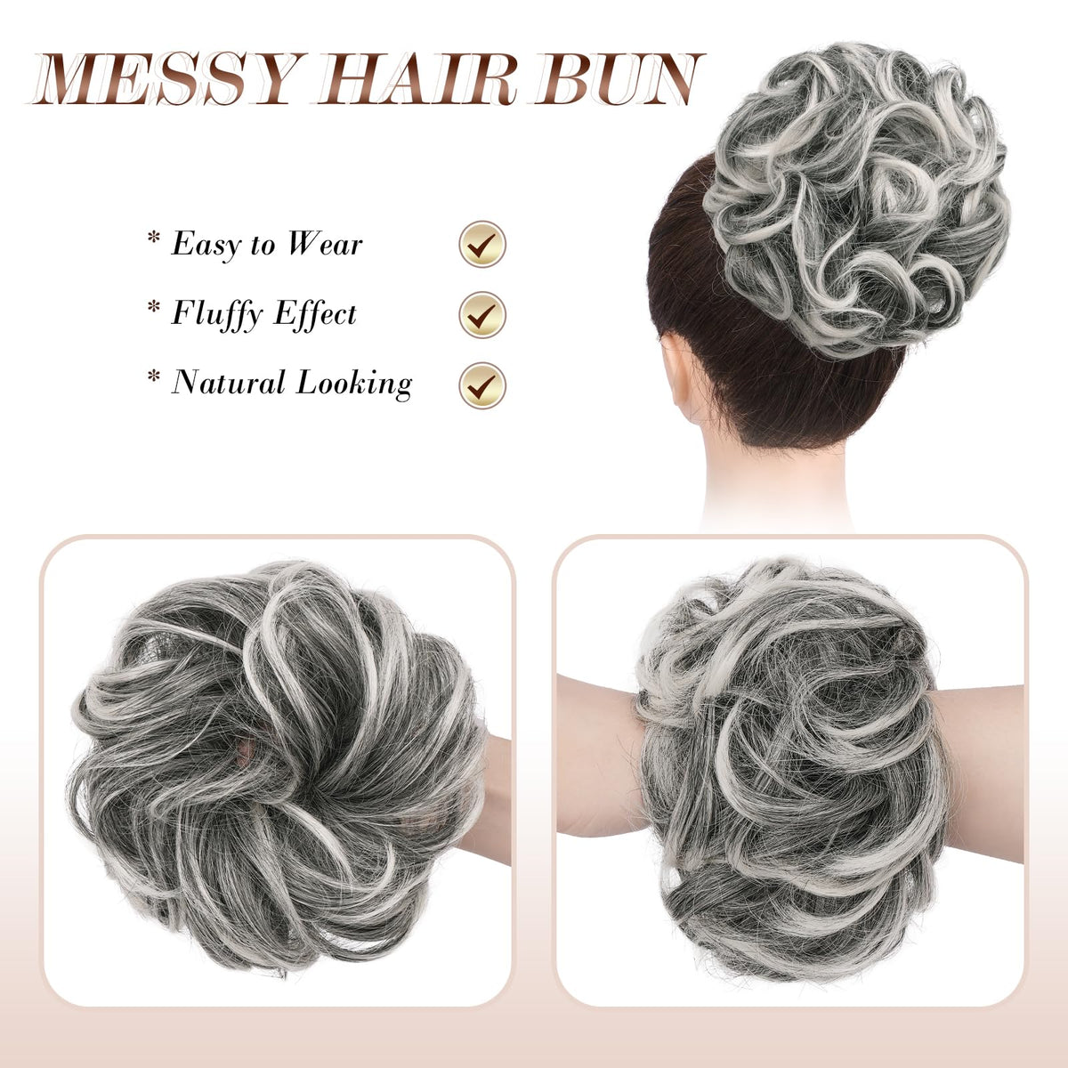 FESHFEN bun on ponytail in use showing quick application and secure hold
