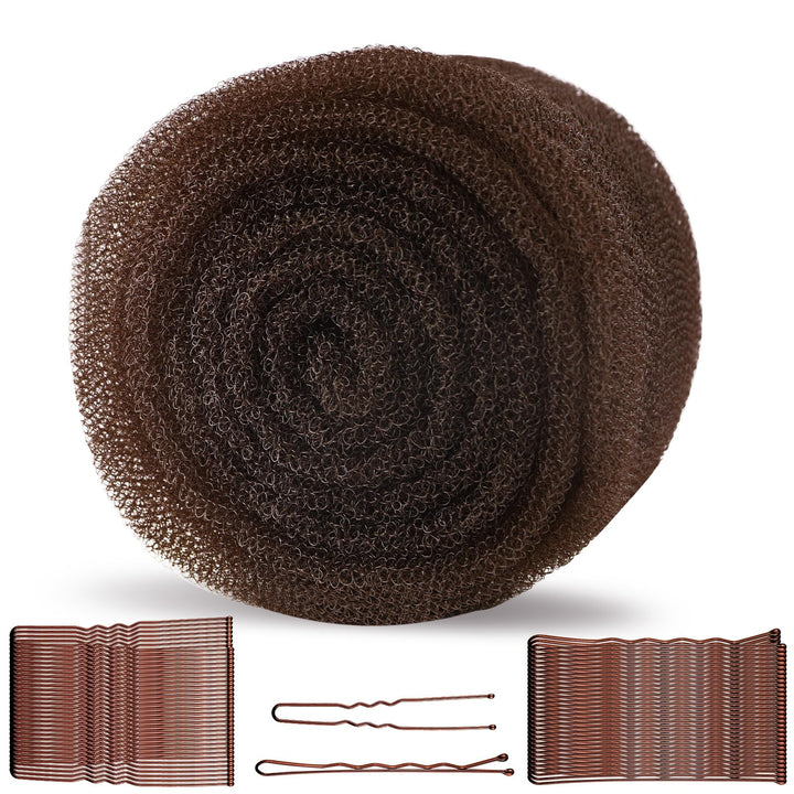 FEUNLEM hair sponge front packaging showing included pins and dark brown filler and benefits