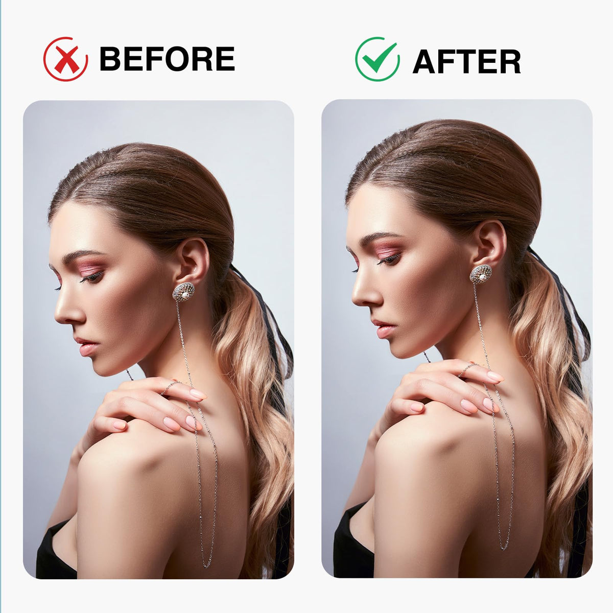 FEUNLEM sponge inserted into bun demonstrating natural volume and secure invisible hold