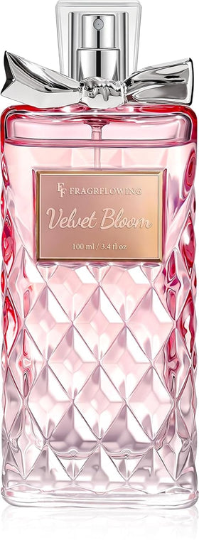 FF FRAGRFLOWING Velvet Bloom front bottle showing elegant design and gift appeal