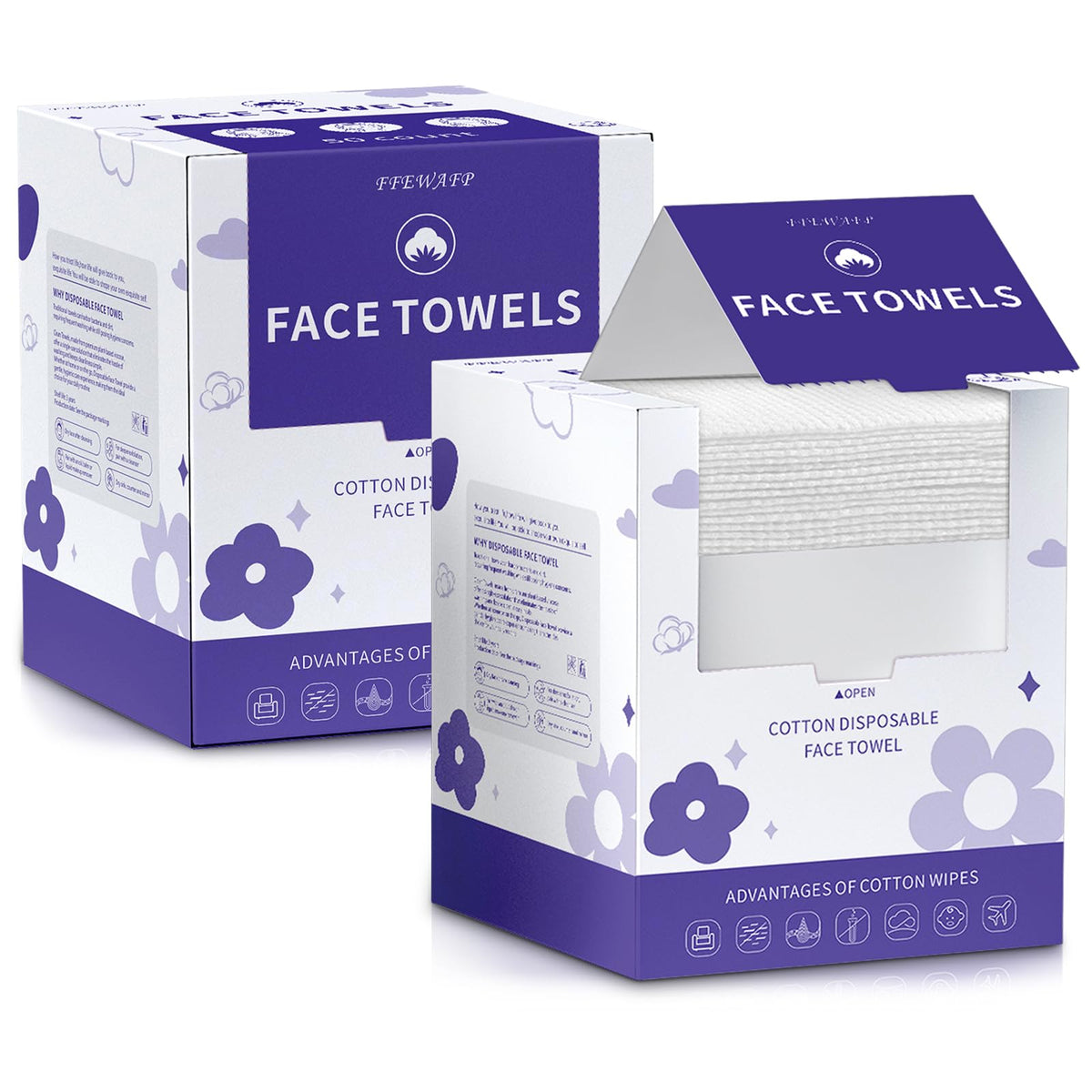 FFEWAFP front packaging showing 2 boxes and 100 towels, convenient storage