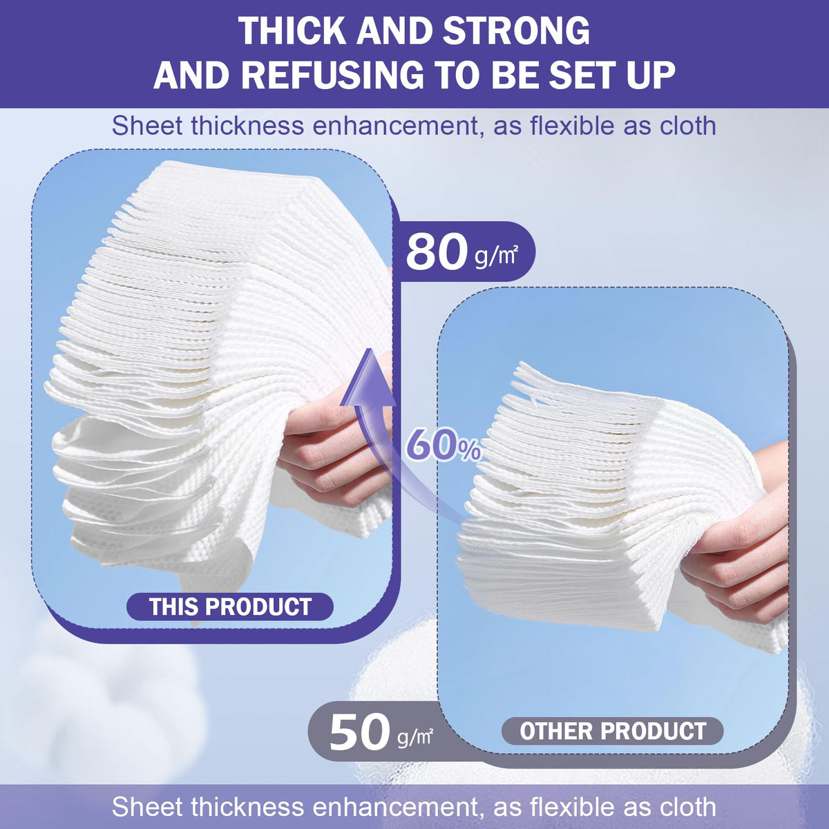 FFEWAFP towel held in hand to show size and thickness benefit