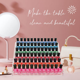 FFowcye filled with colorful polishes illustrating organized display and easy access benefit