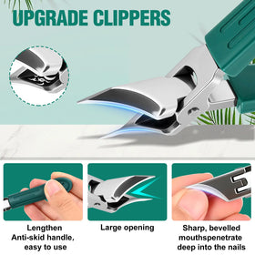 FFyeiiy wide jaw open demonstrating room for thick nails and cleaner cuts benefit