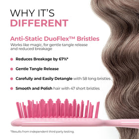 FHI Heat UNbrush close-up of DuoFlex bristles demonstrating gentle detangling and anti-static benefit