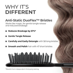 FHI Heat close-up of DuoFlex anti-static bristles highlighting gentle detangling benefit