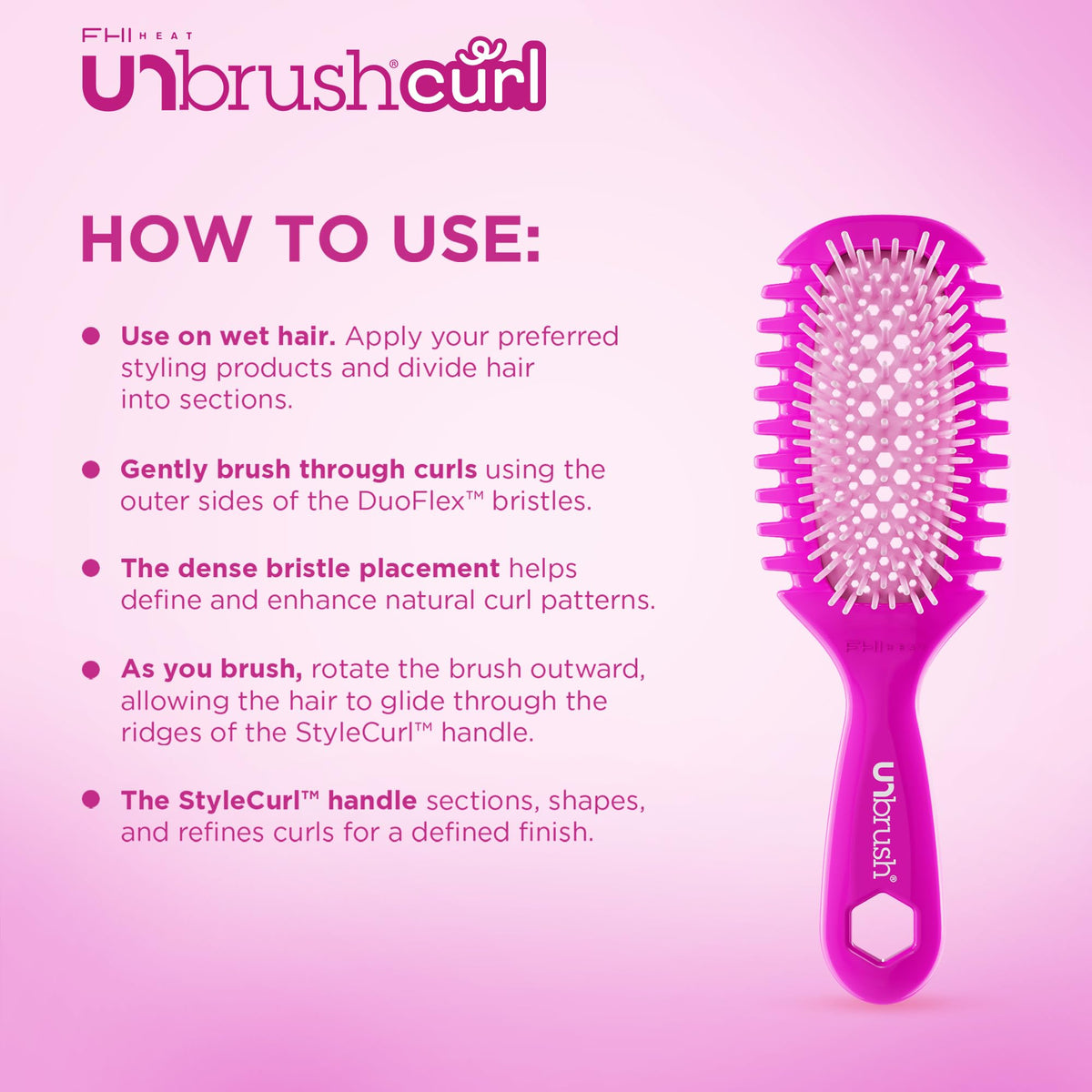 FHI Heat closeup of DuoFlex bristles showing texture and gentle detangling benefit