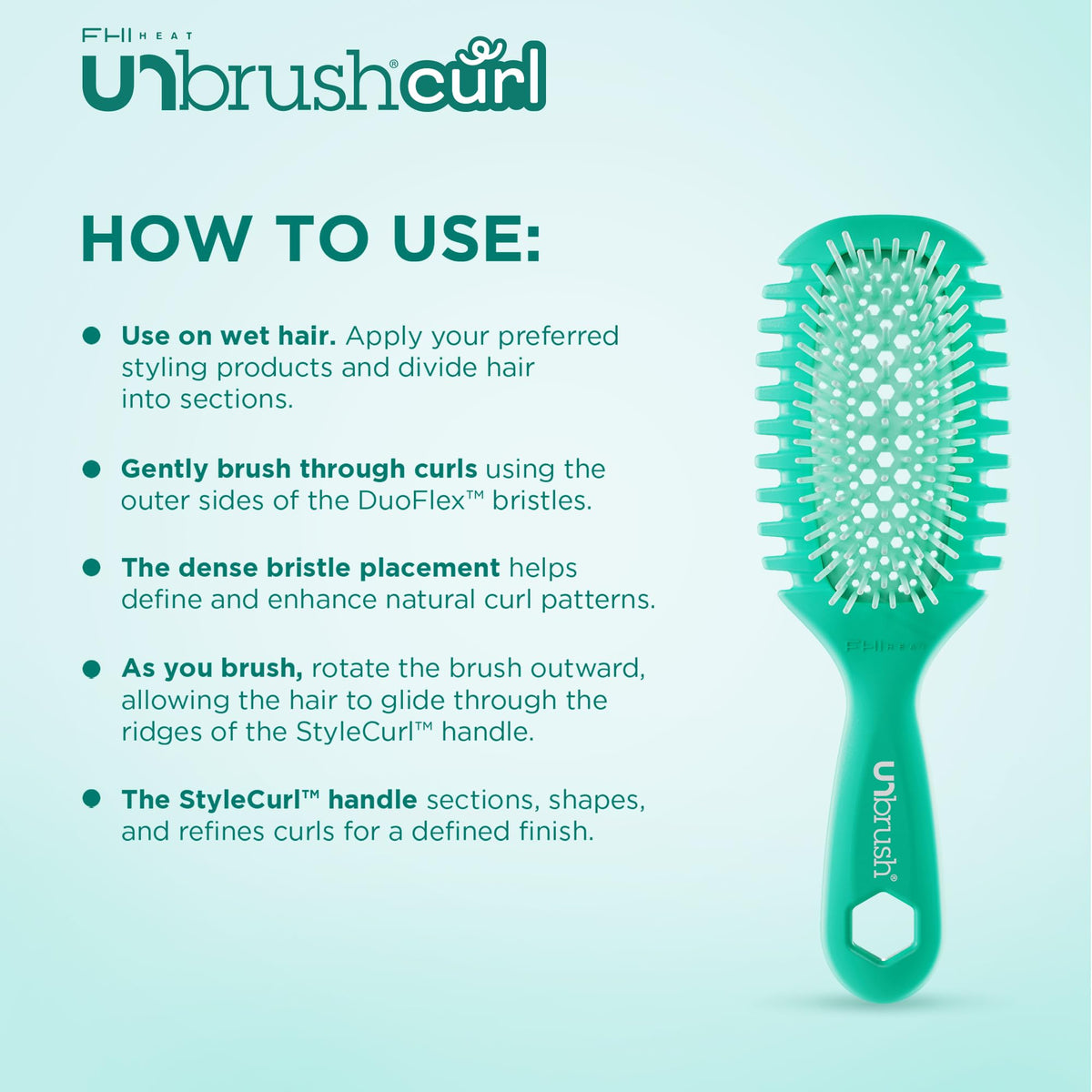 FHI Heat DuoFlex bristles close-up displaying anti-static bristles that smooth and define curls