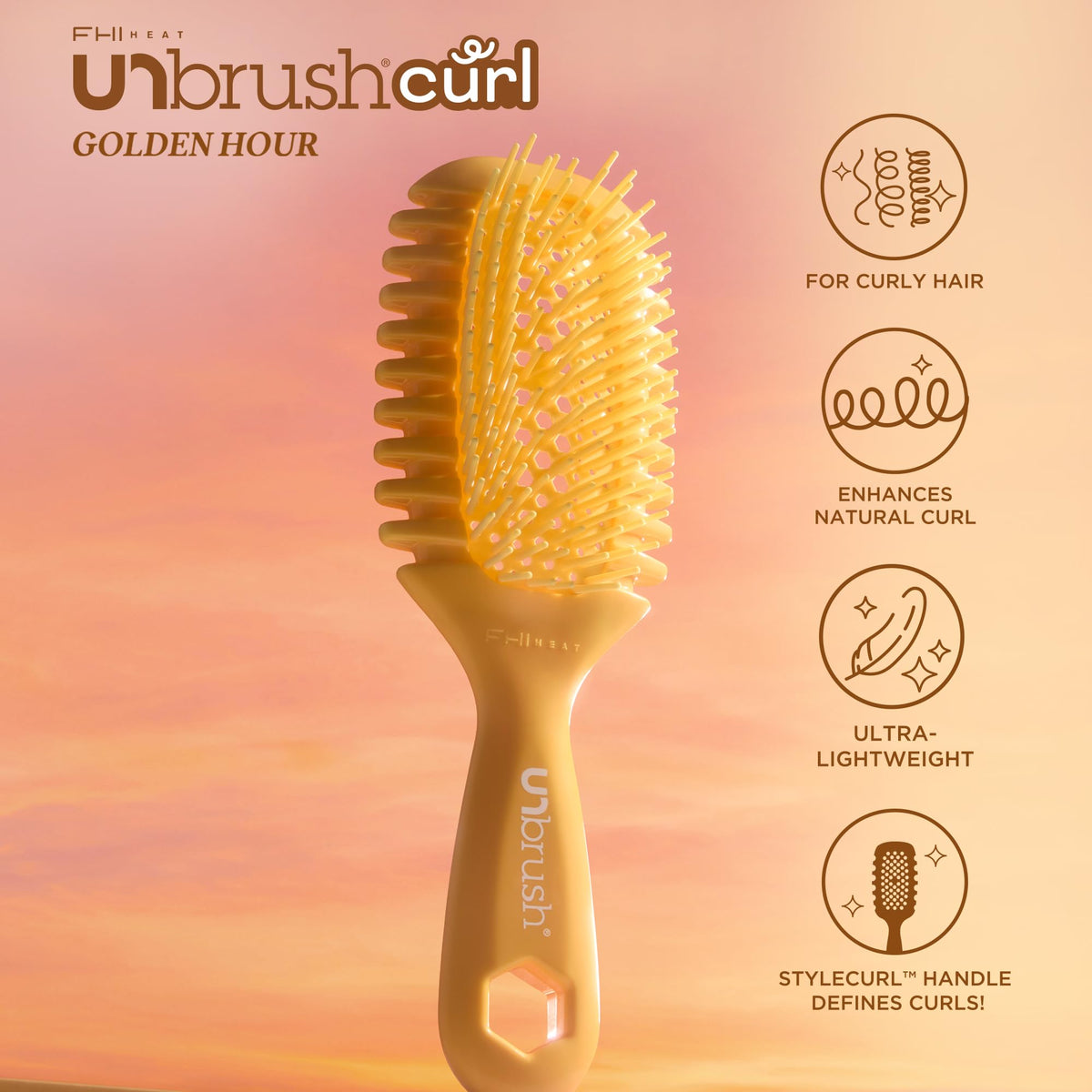 FHI Heat UNbrush Curl StyleCurl ridged handle detail offering secure grip and precise control