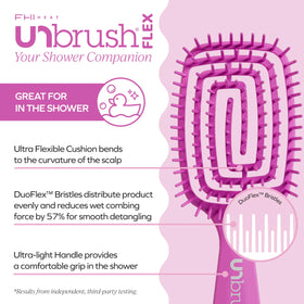 FHI Heat bent UNbrush Flex cushion base demonstrating scalp-adaptive flexibility