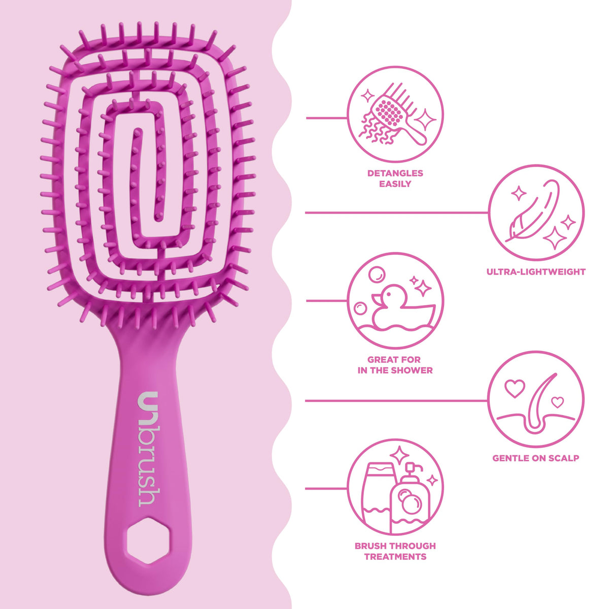 FHI Heat brush next to hand for scale showing lightweight travel-friendly size