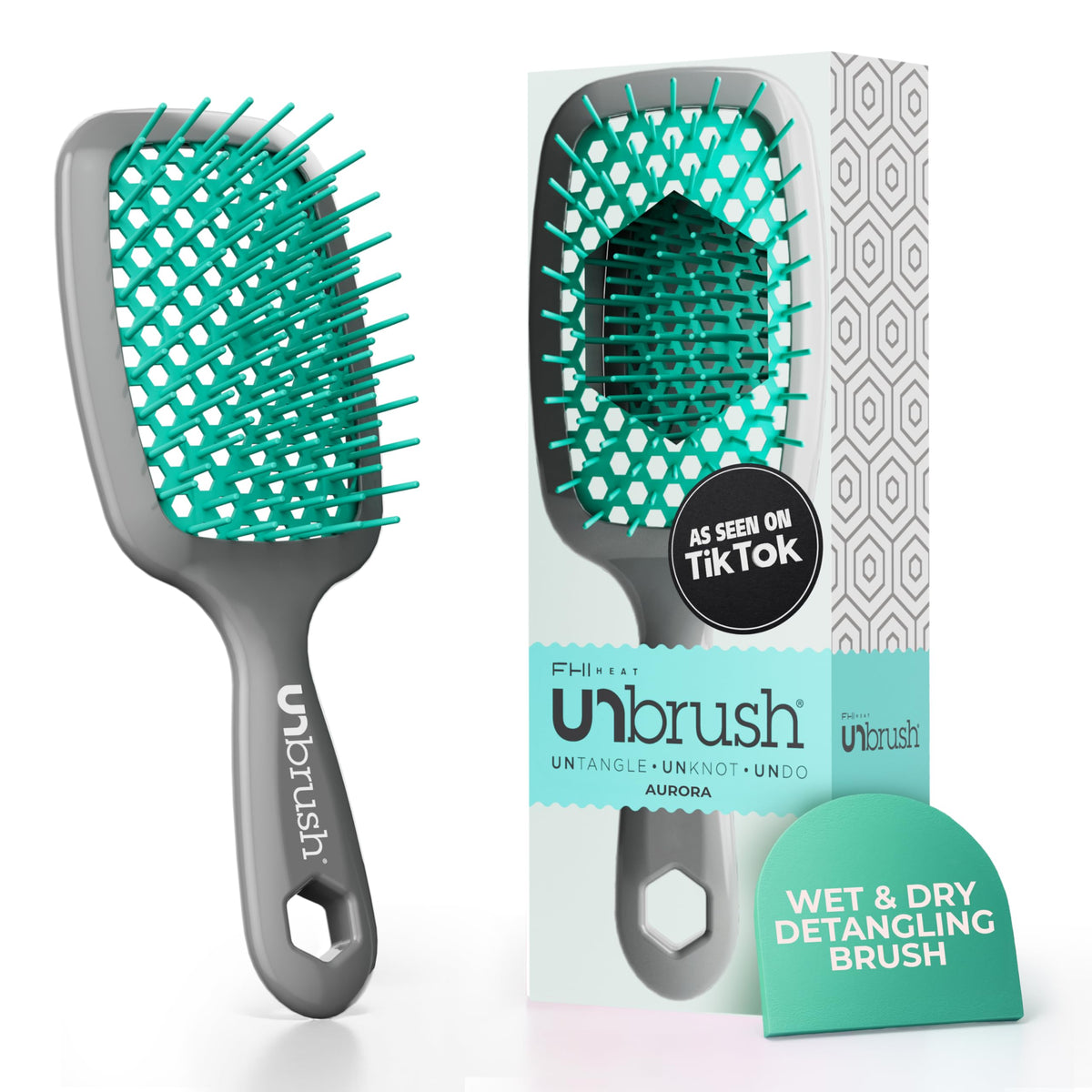 FHI Heat UNbrush front view showing aurora finish and compact design benefit quick styling