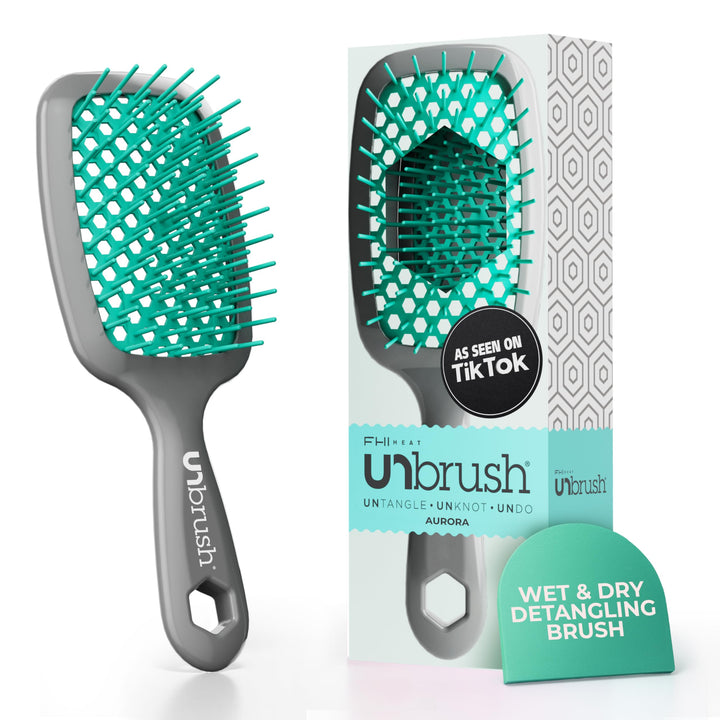 FHI Heat UNbrush front view showing aurora finish and compact design benefit quick styling