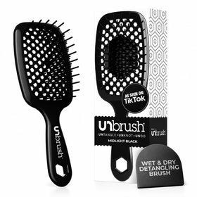 FHI Heat UNbrush front profile showing sleek black design and lightweight handle benefit