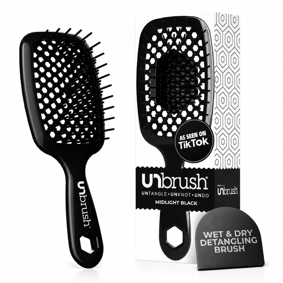 FHI Heat UNbrush front profile showing sleek black design and lightweight handle benefit