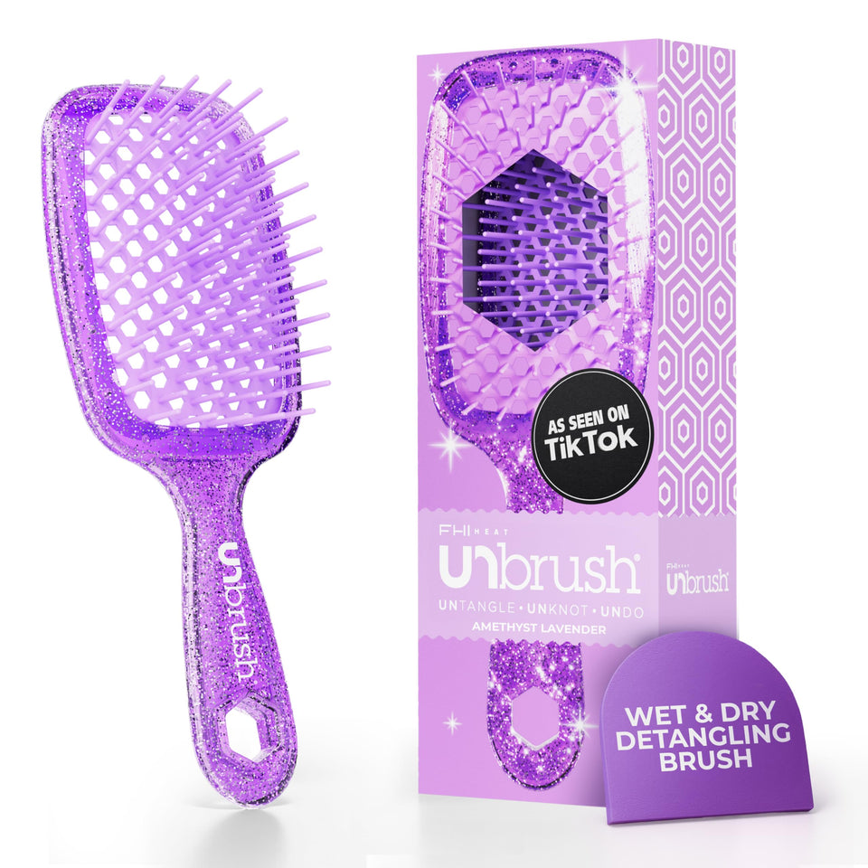 FHI Heat UNbrush front view amethyst lavender showing compact, lightweight design and easy styling