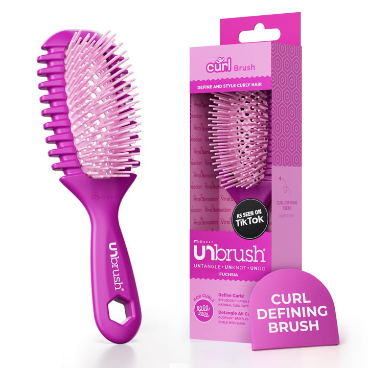 FHI Heat front view of fuchsia UNbrush showing compact design and color benefit: easy styling