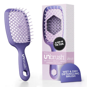 FHI Heat UNbrush front view showing lavender dark purple finish and ergonomic handle, easy styling