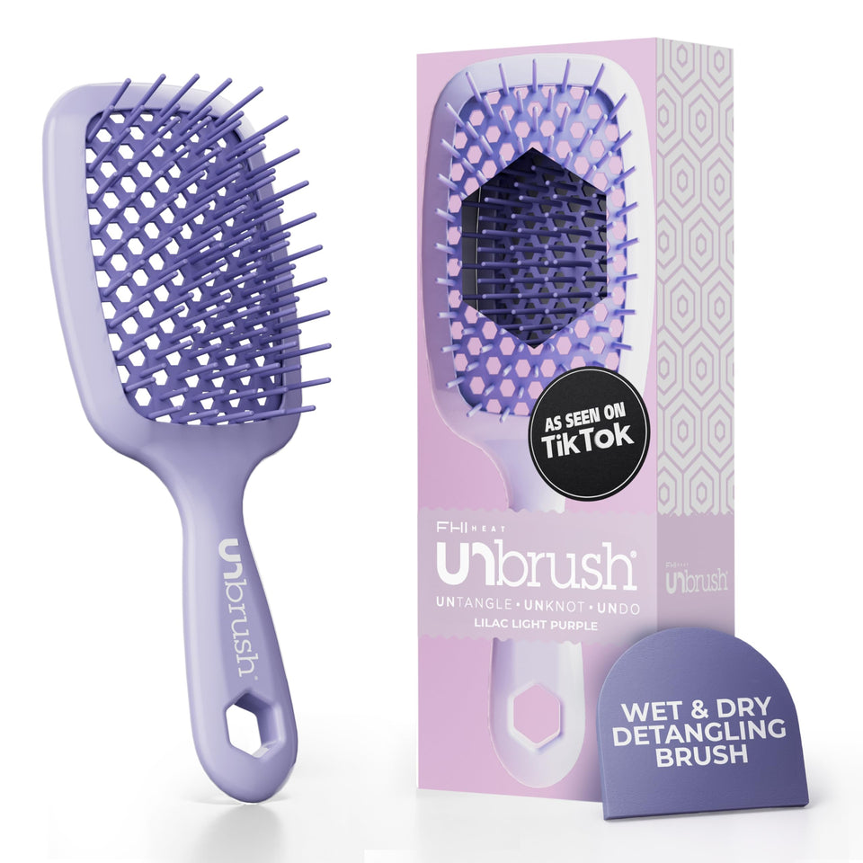 FHI Heat UNbrush front view in lilac showing compact profile and easy grip
