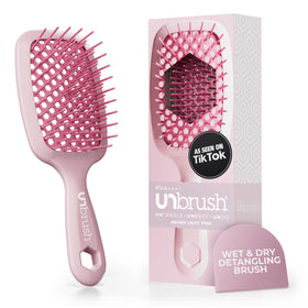 FHI Heat UNbrush front view showing peony pink brush and ergonomic handle providing comfortable grip