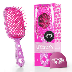 FHI Heat UNbrush front view showing rose quartz color and grip, easy handling benefit